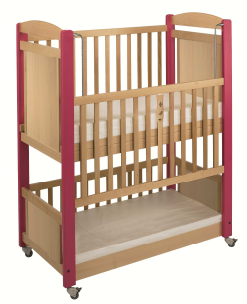 Lit de crèche duo à barreaux avec ouverture à une main et roulettes
