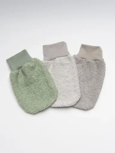 [4216] Lot de 12 gants de toilette éducatifs pour enfants à bords élastiques, coloris assortis