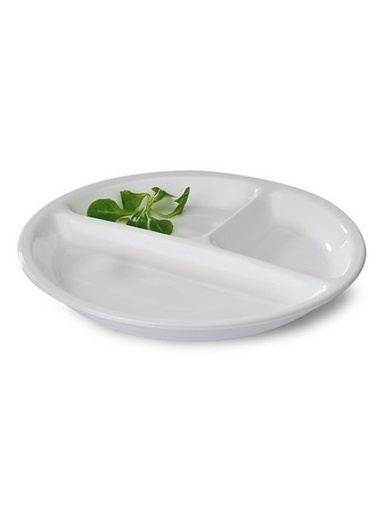 [4394_LOT] Assiette en céramique à 3 compartiments, lot de 6, diamètre 25 cm