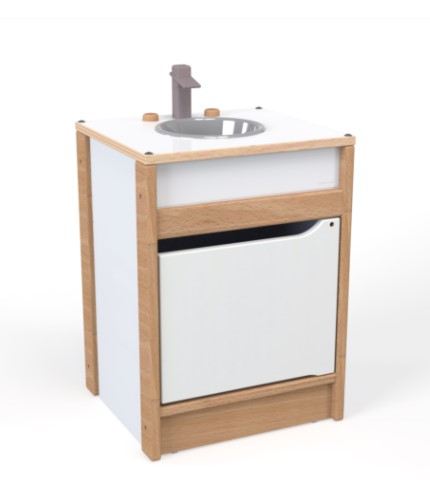 Evier d'imitation en bois de hêtre pour crèches