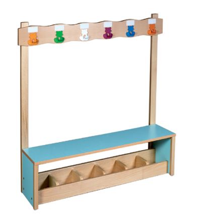 [4814] Banc vestiaire en hêtre massif pour crèches et écoles