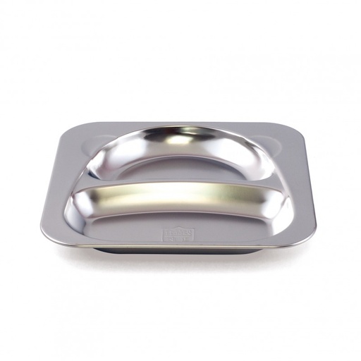 [5425_LOT] Assiette à 2 compartiments en inox, petit format pour restauration collective, lot de 6