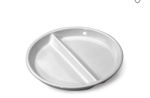 [5945_LOT] Assiette en verre trempé à 2 compartiments, diamètre 23 cm, lot de 6