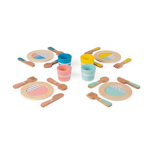 [6052] Ensemble de dinette en bois - set pour 4 personnes