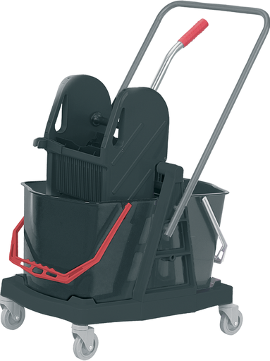 [6917] Chariot de nettoyage double seaux 15L avec presse et panier