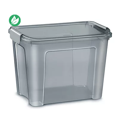 [7105] Caisse de rangement multi-usages 18L avec couvercle et poignées clips