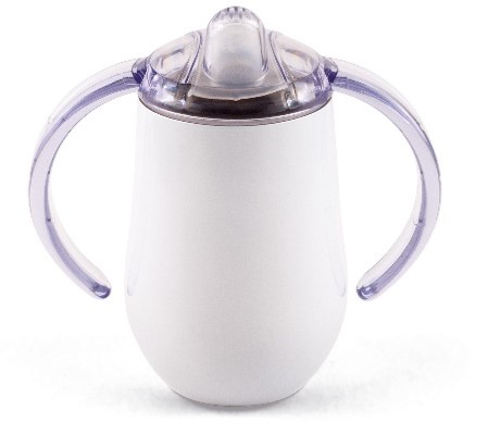 Tasse à anses 30cl avec couvercle en inox blanc, lot de 6
