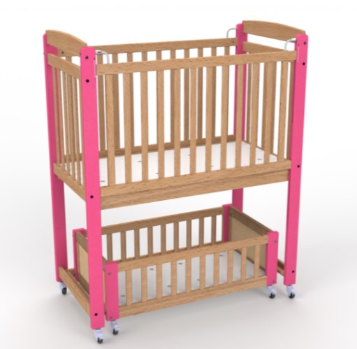 Lit de crèche à barreaux double niveau avec couchage mobile