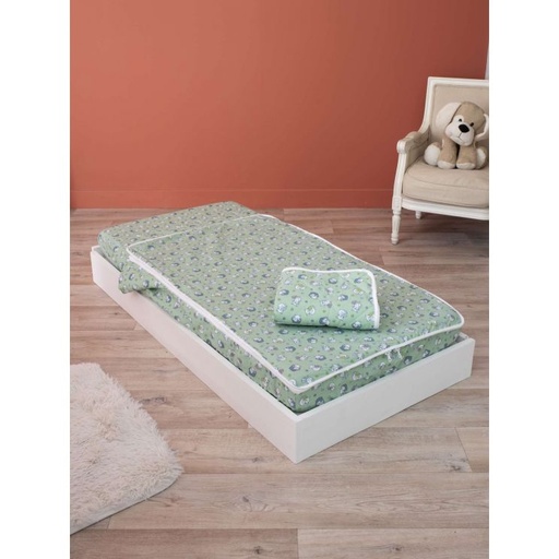 [9398] Drap housse avec soufflet d'aisance et couverture piquée pour lit bébé, 50% coton