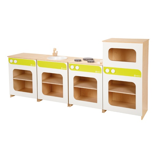 [9316] Cuisine d'imitation pour enfants, 4 éléments : lave-vaisselle, évier, cuisinière et réfrigérateur