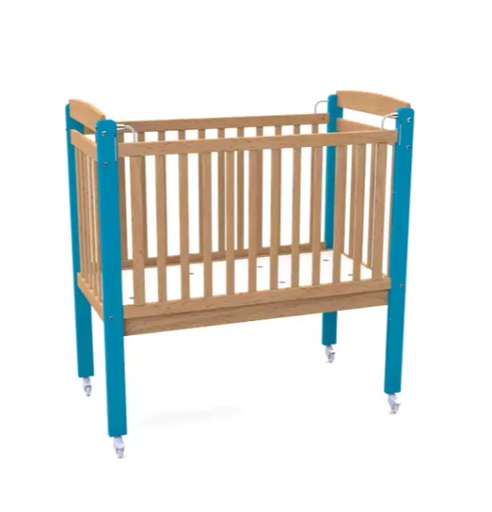 Lit crèche gain de place avec barrière coulissante 100x50 cm