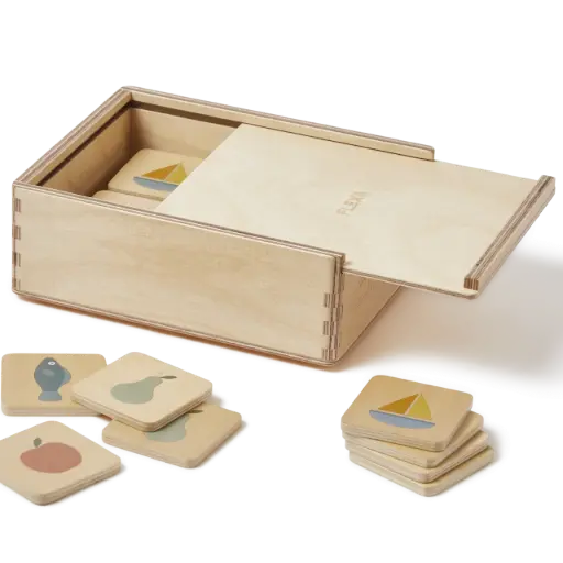 Jeu de Memory en bois – 36 pièces (18 paires)