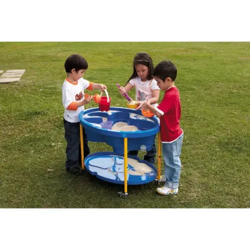 [S1909] Table sensorielle sable et eau – Hauteur réglable, cuve amovible et roulettes