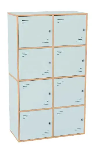 Casier de rangement 8 cases – Mélamine avec finition contreplaqué – 90x45x158 cm