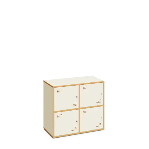 Casier de rangement 4 cases – Mélamine avec finition contreplaqué – 90x45x80 cm